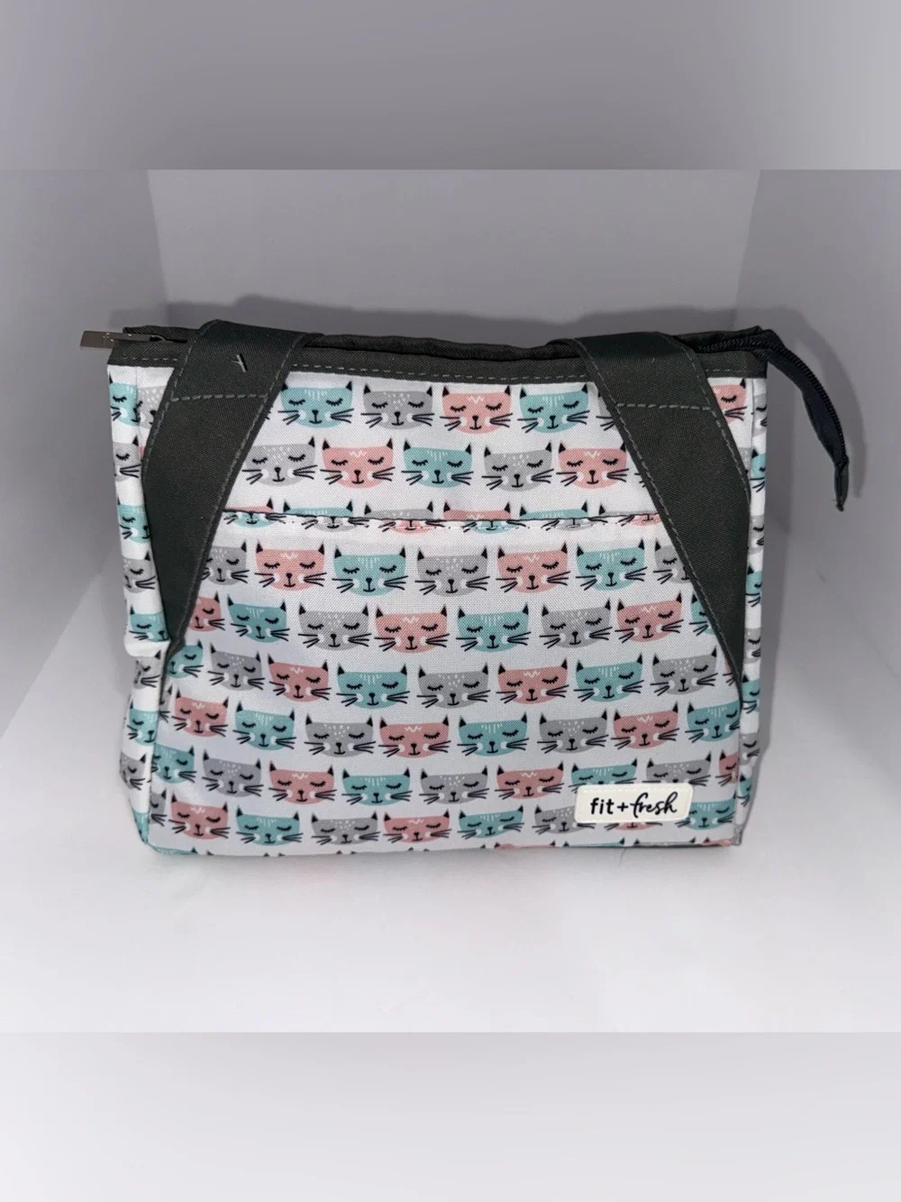 Fit + Fresh Insulated Lunch Bag with 2 Food Storage Containers – Cat Print